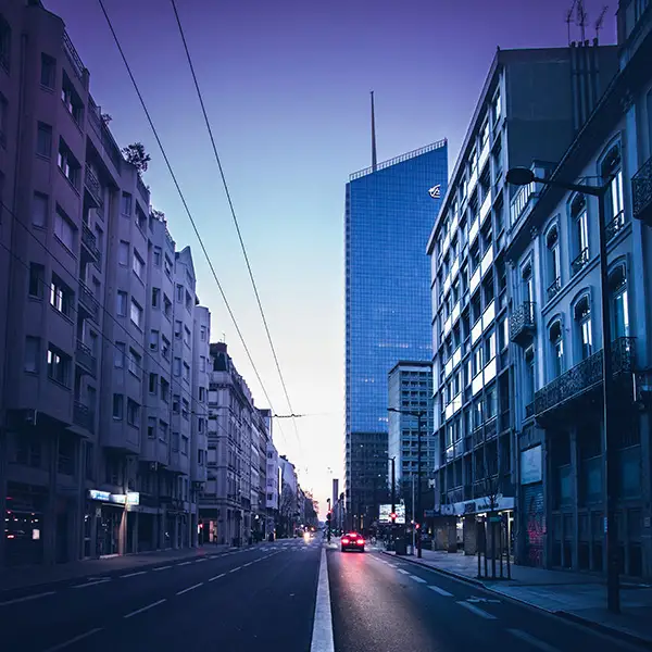 Rue lyon couché de soleil